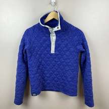 Oiselle Power Up Quilted Snap Pullover Sweatshirt Womens XS Blue Outdoor Travel