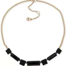 Dkny Crystal Frontal Necklace in Gold-Tone/Black NEW