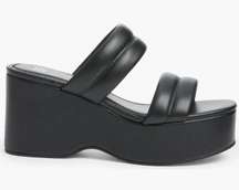 BP. Raquelle Black Chunky Platform Strappy Wedge Sandal