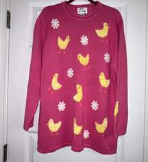 The Quaker Factory Fuzzy Chick Daisy Knit Tunic Sweater Top