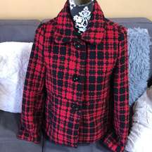 OLEG CASSINI Red and Black 3 button Coat Size S