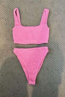 NWOT Naked Wardrobe Smocked 2 Piece Bikini Pink size Small