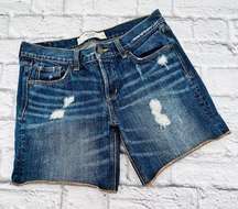 Abercrombie &‎ Fitch Short Womens 2/26 Blue Cotton Distressed Denim Bermuda