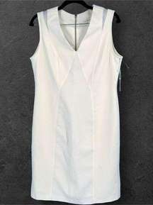 NWT Dahlia Women's Sleeveless Fully Lined V-Neck Sheath Midi Dress Ivory Size 12