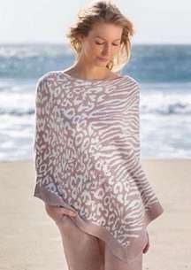 ✨Barefoot Dreams CozyChic Ultra Lite Ocean Breeze Poncho Rose Animal Print✨