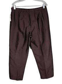 Coldwater Creek Silk Flat Front Side Zip Pants Brown 10 Lined New