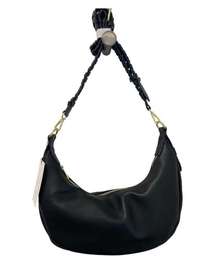 JULES Kae Zola Bag Faux Leather Black Braided Strap Moon Shape Curved Crossbody