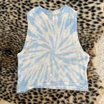 Light Blue and White Tie Dye Muscle Tank Top