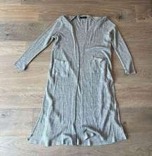 Kaitlyn Women’s Gray Drape Open Front Cardigan Sweater Size Medium