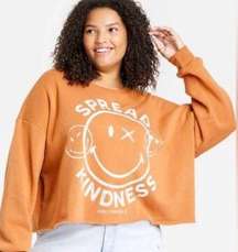 Smiley World Plus Size 3X Spread Kindness Rust Semi Cropped Sweatshirt Women’s