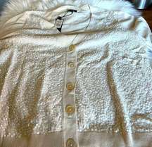 Stunning Talbots winter white sequined short sleeve sweater