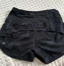 High wasted Black Camo Shorts. 4”