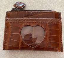 Brighton Brown Croc Embossed Coastal Grandma Western Heart Card Wallet