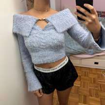 Brand New  Blue Off-The-Shoulder Sweater