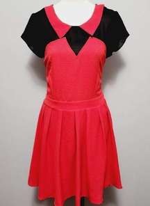 SugarLips red black crepe Peter pan collar dress size large