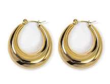 18K Gold Plated Chunky Hoop Earrings for Women