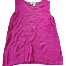 Saks Fifth Avenue Tank Top Womens Medium Petite Pink Real Clothes Knit Rayon