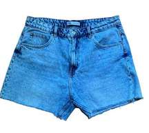 Zara Denim Jean Shorts High Rise Mom Shorts Rigid 5” Light Blue Wash size 14