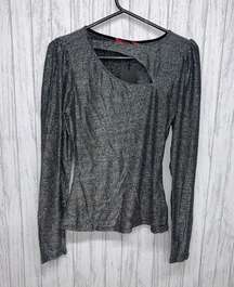 Womens Size M n:Philanthropy Delia Black Silver Metallic Top NWT