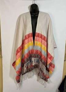 American Eagle Outfitters Womens Native Poncho Fringe Multicolor One Size