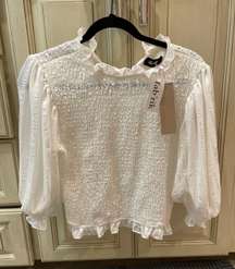 Fab’rik smocked sheer slv top