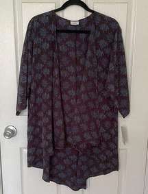 Lularoe The Lindsay Black Printed Kimono Wrap - NWT - Medium