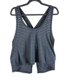 Zyia Gray Striped Cropped Lightweight Scoop Neck Racerback Athletic Top Size 3X