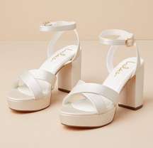 Lulu’s Selah Ivory Ankle Strap Heels