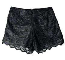 Mimi Chica Lace Overlay Shorts Black Iridescent Lace Shorty Shorts Back Zip