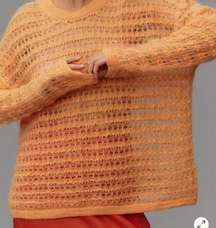 Pilcro Open-Stitch Pullover Wool Blend Orange Sweater NWT