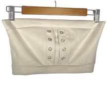 Faux Suede Strapless Crop Tube Top Cream Womens Size Small