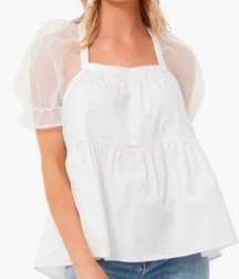 Tuckernuck | Pomander Place | Tinsley Top | White Organza Puff Sleeve | Sz XS