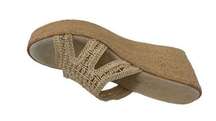 Sbicca Womens Wedge Sandals Slip On Platform Open Toe Heels Knit Strap Beige 10M