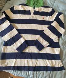 Vintage Polo  Rugby Polo In Navy And White