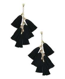Ettika Daydreamer Earrings Black and Gold Thread Tassel Dangle
