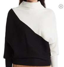 T Tahari Womens Black White Color Block Dolman Sleeve Sweater Size Large