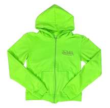 Von Dutch Brown Logo Neon Green Full-Zip Hoodie