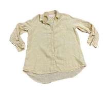 C&C California light yellow 100% linen button down collar shirt womens large