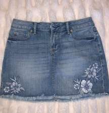 Distressed Jean Mini Skirt