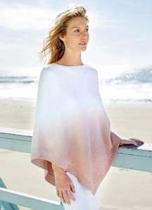 Barefoot Dreams CozyChic Ultra Lite Ocean Breeze Poncho in Ombré Rose Mist