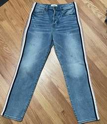 Pistola Nico High Rise Mom Jean Half Court Racer Back Stripe Moto Size 28