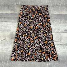 LOFT Floral Button Midi Skirt Womens M Pull On Lightweight