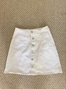 White Denim Button Skirt