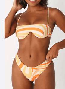 bikini orange swirl top and bottoms set small