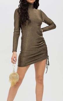 New n:Philanthropy Demetra Black Gold Metallic Bodycon Dress Size Medium