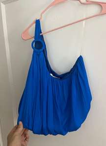 One Shoulder Blue Top