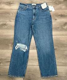 Abercrombie & Fitch Ultra High Rise The Ankle Straight Distressed Blue Jeans 31