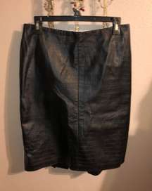 90s Genuine Black Leather Skirt, Size 10