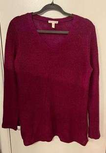 EILEEN FISHER LINEN V NECK SWEATER SIZE S