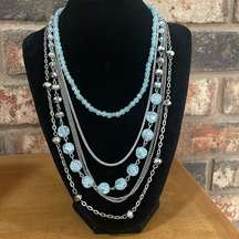 NY & Co Light Blue and silver 5 strand necklace